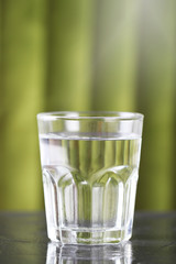 Close up glass of pure fresh water.