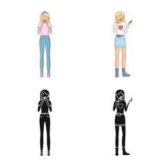 Fototapeta premium Vector design of posture and mood icon. Collection of posture and female vector icon for stock.