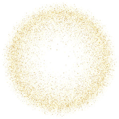 Gold sparkles glitter dust metallic confetti vector frame border background.