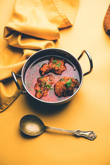 Lauki Kofta Curry made using Bottel Gourd or Doodhi, served in a bowl or karahi. selective focus