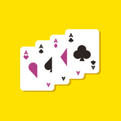 paper sticker on stylish background poker playing card