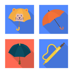 Vector illustration of protection and closed symbol. Collection of protection and rainy stock vector illustration.