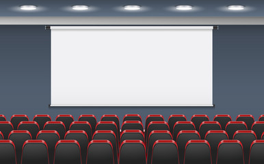 projector screen and chairs in the meeting room