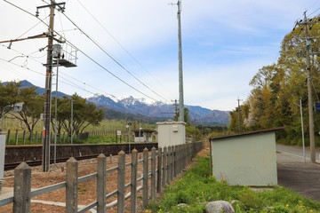 伊那田島駅前の風景（長野県中川村）,inatajima station,iida line,nakagawa village,nagano pref,japan