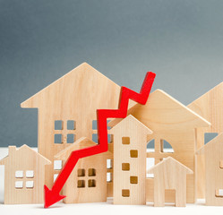 The concept of falling real estate market. Reduced interest in the mortgage. A decline in property...