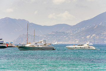 Sea bay marina with yachts and boats in Cannes