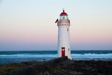 The Griffith Island light house near the coastal village of Port Fairy in South Western Victoria, Australia.