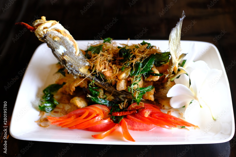 Poster grilled fish with thai herbs and lemongrass