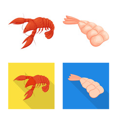 Vector illustration of appetizer and ocean icon. Set of appetizer and delicacy vector icon for stock.