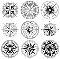 Vintage nautical rose wind compass vector collection © PrintingSociety