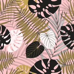Tropische Palmen lassen nahtloses Muster. Botanischer Sommerblatthintergrund. Stilvolles, trendiges Design. Vektor-Illustration © artnis