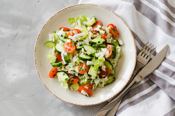 Healthy vegetable salad of fresh vegetables. Diet menu for lunch.