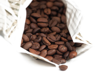 Coffee beans isolated on white background.Copy space