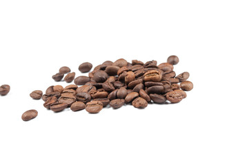 Coffee beans isolated on white background.Copy space