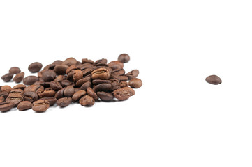 Coffee beans isolated on white background.Copy space