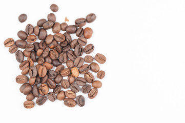 Coffee beans isolated on white background.Copy space