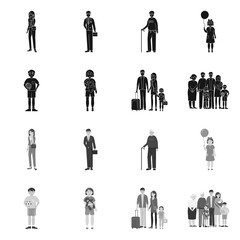 Isolated object of character and avatar symbol. Collection of character and portrait vector icon for stock.