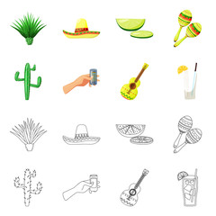 Vector design of cafe and Latin logo. Set of cafe and national stock vector illustration.