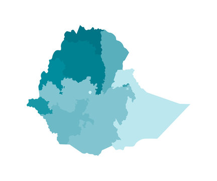 recommend clip art: Vector isolated illustration of simplified administrative map of Ethiopia. Borders of the regions. Colorful blue khaki silhouettes