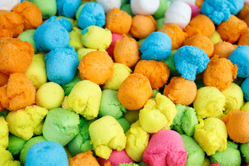 Colourful steam rice sponge cake  at weekly street market