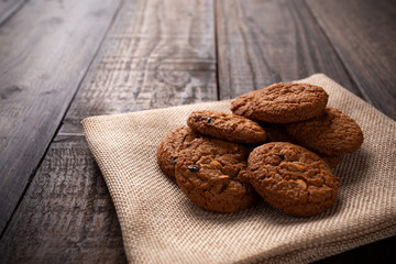 cookies on wooden table.