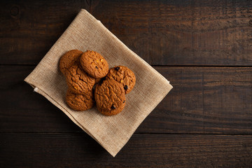 cookies on wooden table.