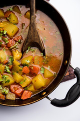 Lauki/doodhi ki Sabji also known as bottle gourd curry. served in a bowl or karahi. selective focus