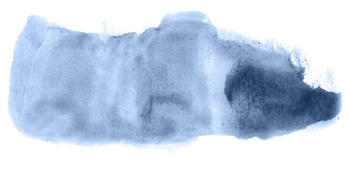 Abstract watercolor background hand-drawn on paper. Volumetric smoke elements. Navy blue color. For design, web, card, text, decoration, surfaces.