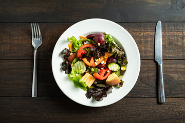 fresh vegetable salad on wooden.