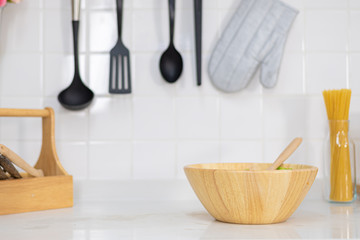 kitchen utensils on wooden table