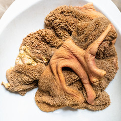 clean raw beef tripe in basin