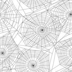 Spider web silhouette Halloween seamless pattern.