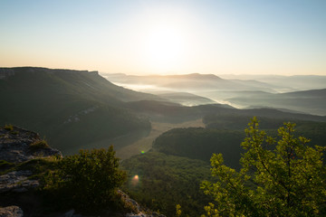 foggy morning in the mountains