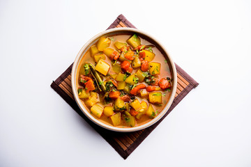 Lauki/doodhi ki Sabji also known as bottle gourd curry. served in a bowl or karahi. selective focus