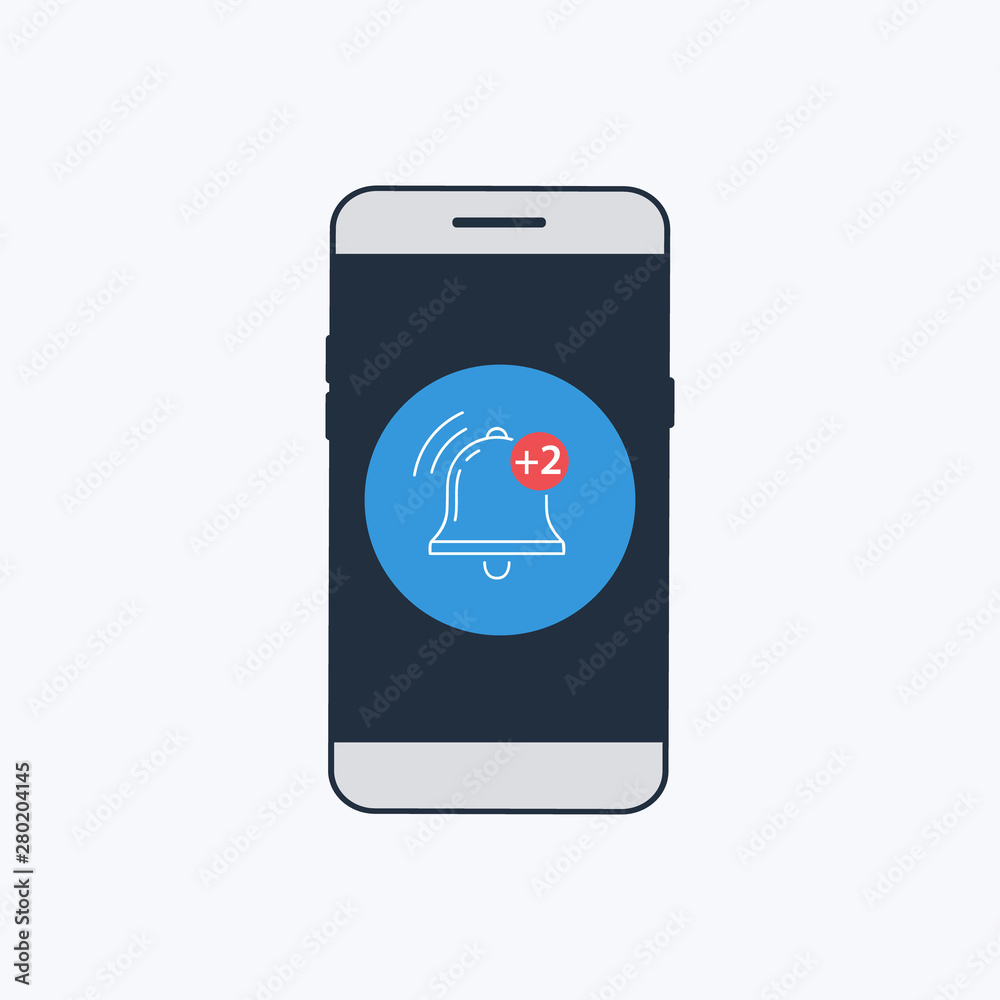 Leinwandbilder notification bell icon for incoming inbox message on the smartphone screen
