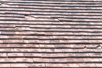 Old clay tile roof background image.