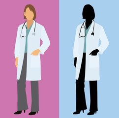 Female Physician or Doctor in a Lab Coat with Stethoscope 