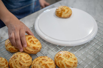 Choux Cream on a rack.