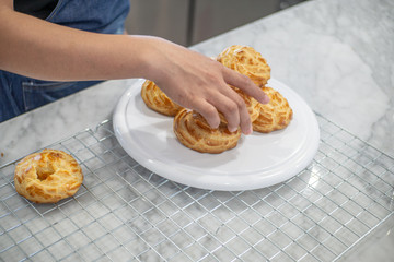 Choux Cream on a rack.