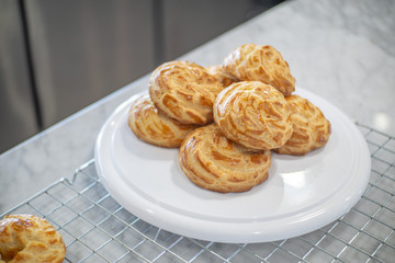 Choux Cream on a rack.