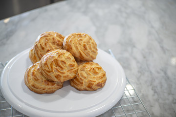 Choux Cream on a rack.