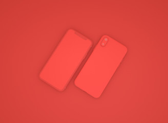 3D Phone Template - Red
