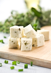 cheese cubes with herbs