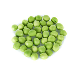 fresh green pea seeds isolated on a white background