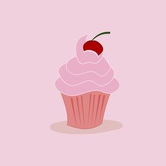 Sweet cupcake on a pink background