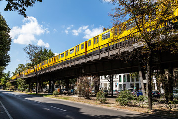 Metro on bridge in Berlin Kreuzberg (Germany)