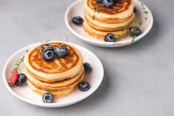 Pancake with blue berry food background