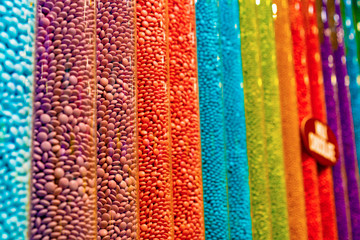 background of colored candies M&Ms