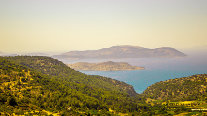 Beautiful mountainous landscape on the island of Rhodes in Greece