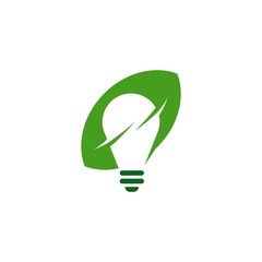 Green Lightbulb Saving Energy Power Recycle Isolated Logo Vector